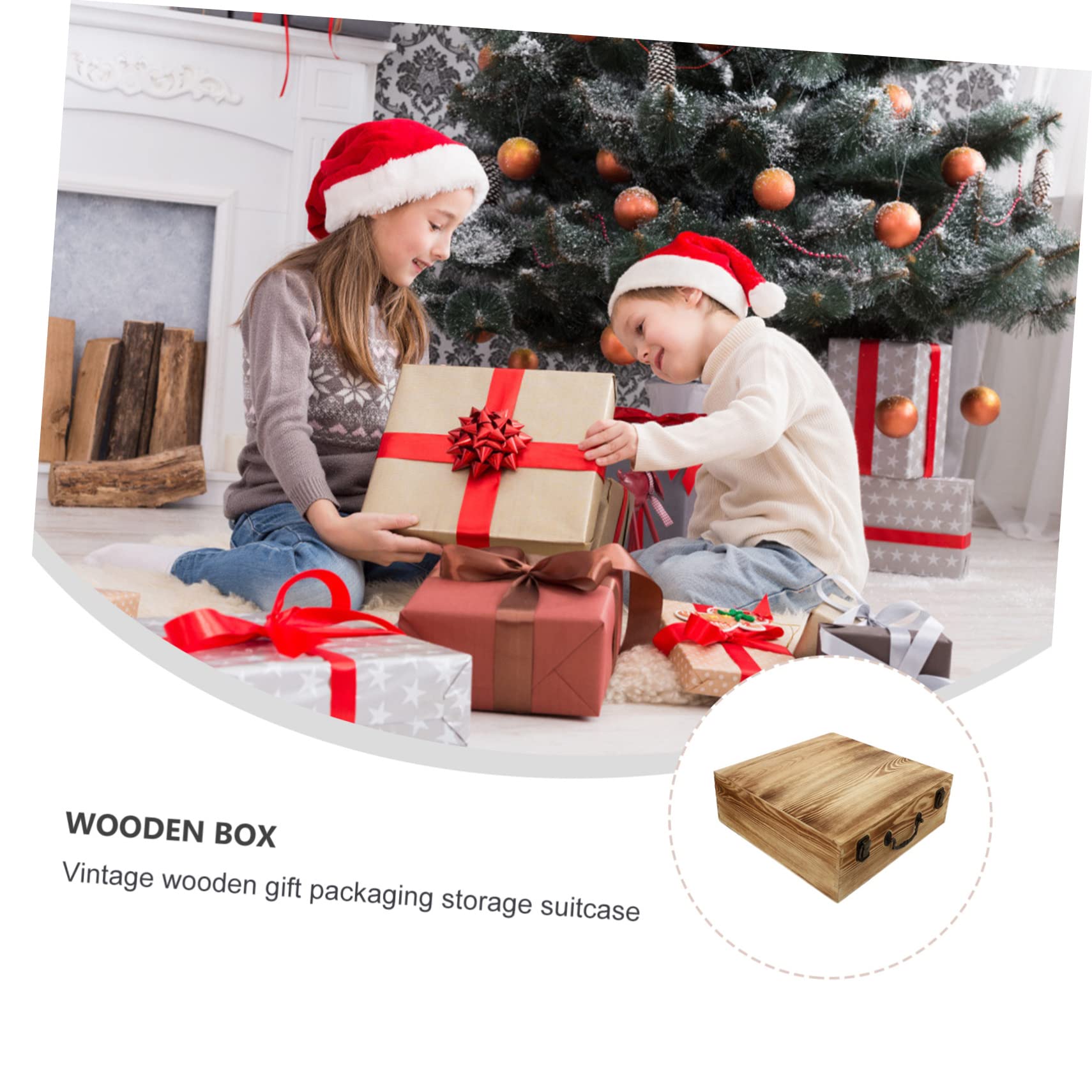 SOLUSTRE Vintage Holzkiste mit Griff, Aufbewahrungsbox, Kohleschwarz