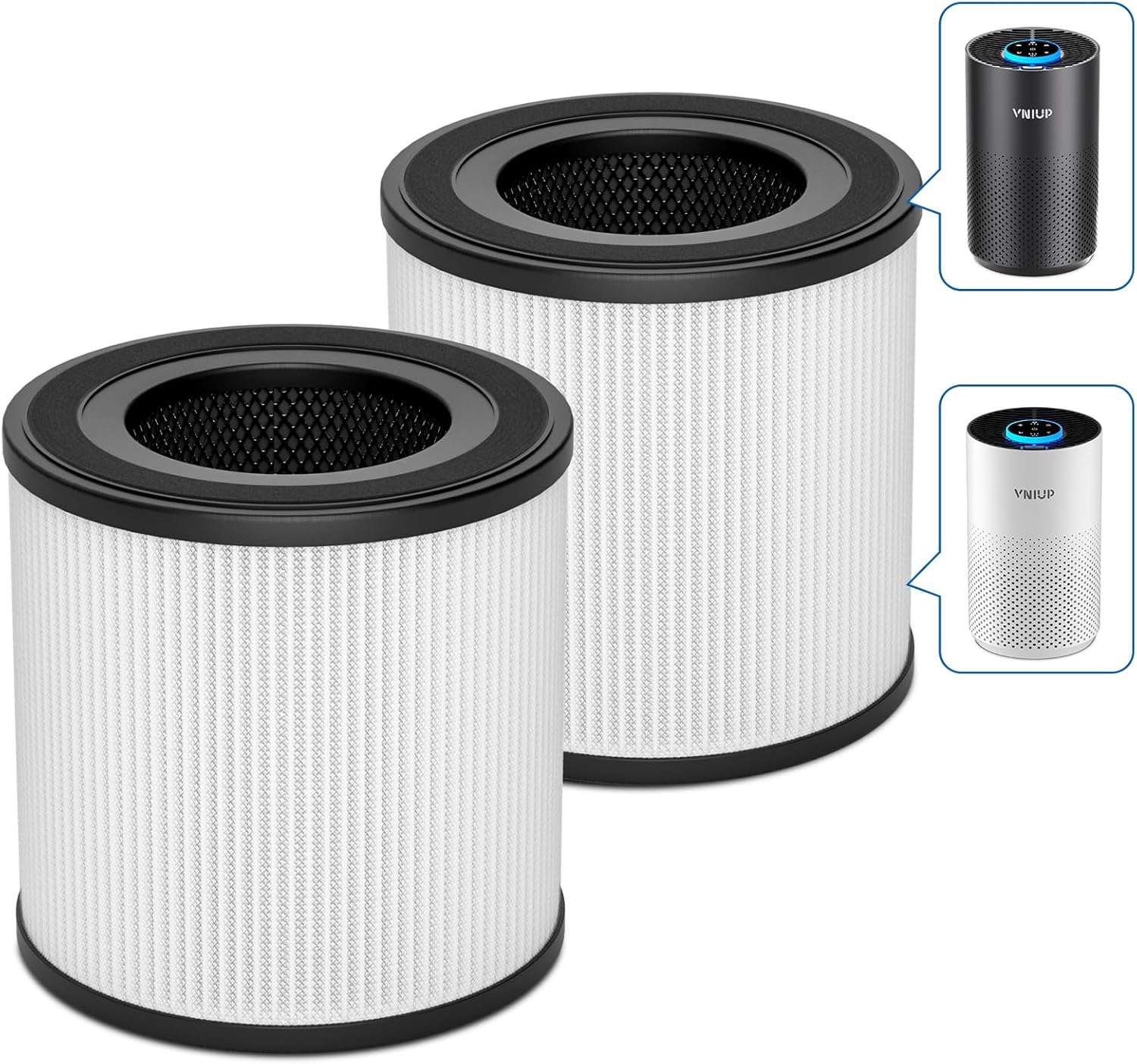 2 Pack ZQA-4000C Replacement Filter ZQA-4000C Air Purifier, H14 True Air Cleaner 360° 3-Stage Filtration, 3-in-1 High-Efficiency