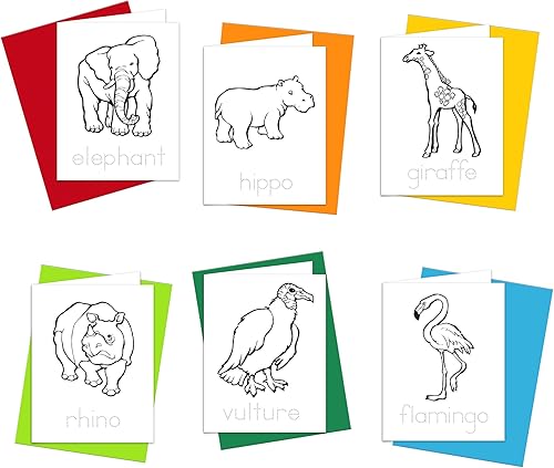 Miniatura 8 de Tarjetas para colorear: Happy Go Lucky Stationery Juego de 6 tarjetas para que los niños coloreen y practiquen la escritura de cartas, 100%