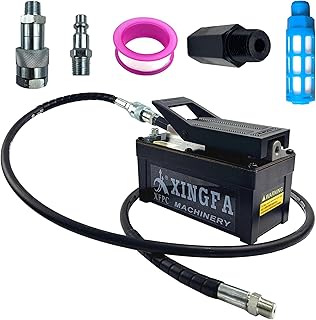 Bomba hidráulica de aire de 10,000 PSI, depósito de 1,7 L, salida de aceite NPT de 3/8 pulgadas, entrada NPT de 1/4 pulgadas, bomba hidráulica de aire con tubo de 6.5 pies, color negro
