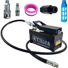 Air Hydraulic Pump 10000 PSL 0.45 Gal Reservoir, NPT 3/8" Oil Outlet, NPT 1/4" Inlet, Hydraulic Pump Air Hydraulic Foot Pump Made of Aluminum with 6.6ft Pipe, Black