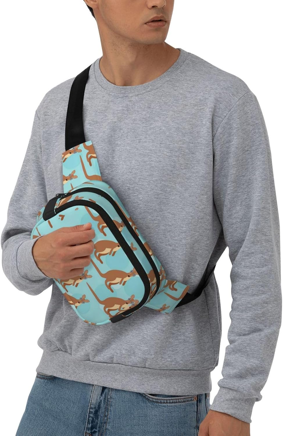 Funny for Kangaroo Zoo print Large Fanny Packs for Women Cute Cross Body Waist Bag Fashionable Fanny Pack
