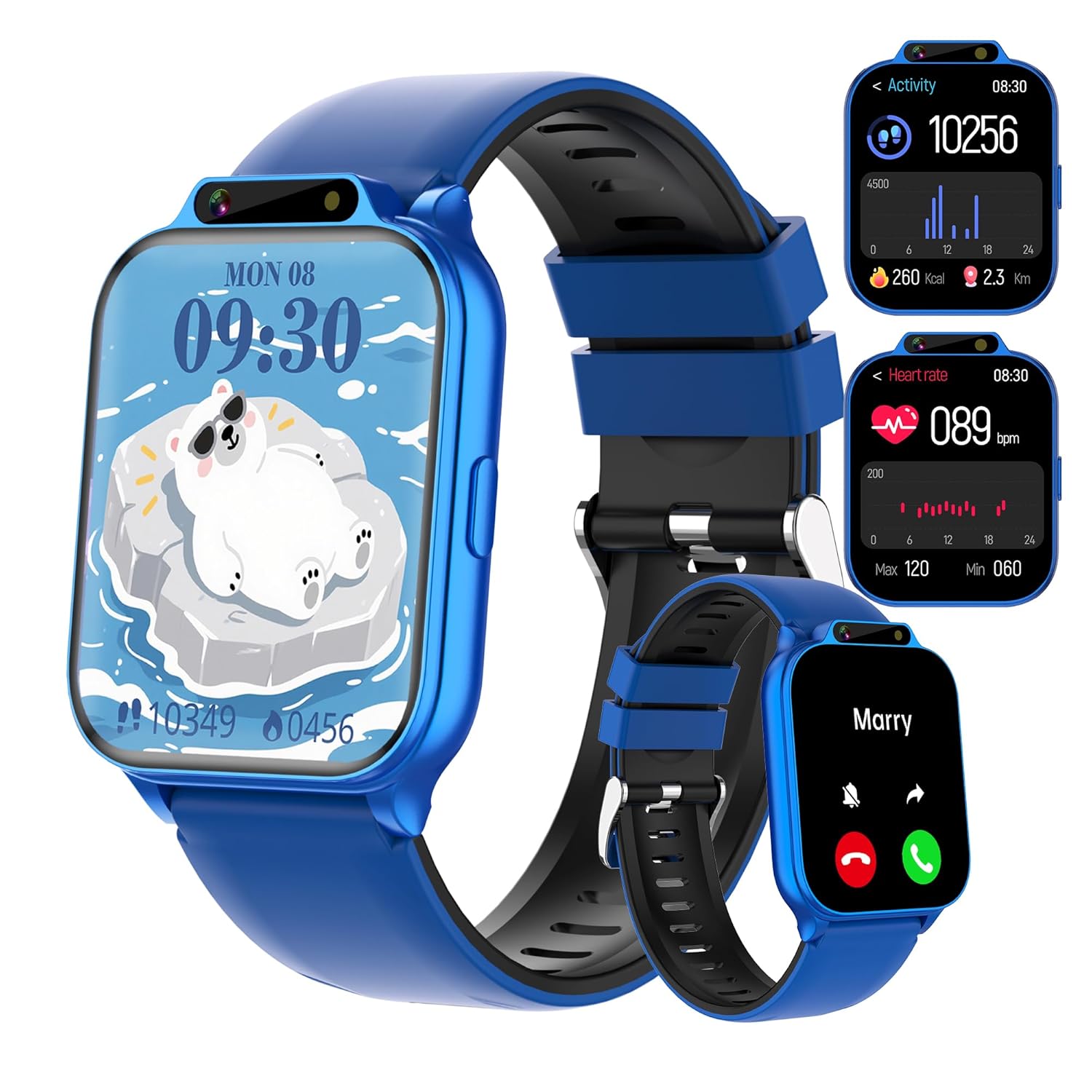 Kids Smart Watch Boys 1 85 with Fitness Tracker IP68 Waterproof Sport Modes Sleep Heart Rate Monitor SOS