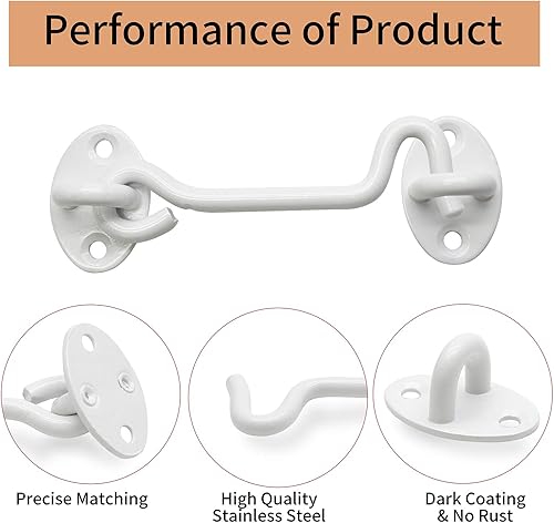 Miniatura 4 de Kyuionty - Lote de 2 ganchos de privacidad y cierre de ojo de 3.9in, cierre de puerta de granero de acero inoxidable, cierre sólido para puerta