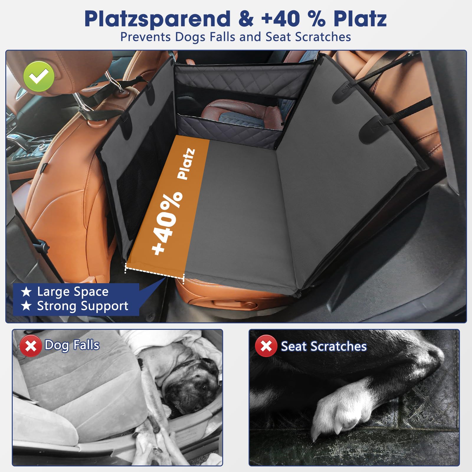 Siège Auto Chien pour Grande et Moyenne Taille en Voiture, Siège de Voiture pour Chiens avec Fenêtre de Visualisation,Pliable, Lavable en Machine, Compatible avec Tous Véhicules