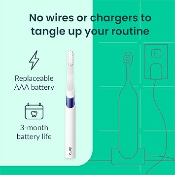 Quip Sonic Toothbrush for Adults with Timer - Includes Extra Brush Head and Travel Cover Mount - Electric, Soft Bristle Refill Head, Metal Handle, 3 Month Battery Life - Travel Toothbrush - Indigo