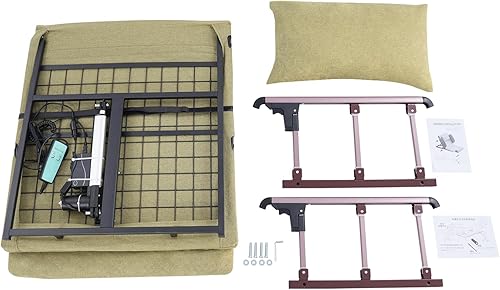 Miniatura 9 de Respaldo de cama elevador eléctrico, elevador de almohada médica portátil con control remoto, barandilla plegable, alfombrilla larga, capacidad de