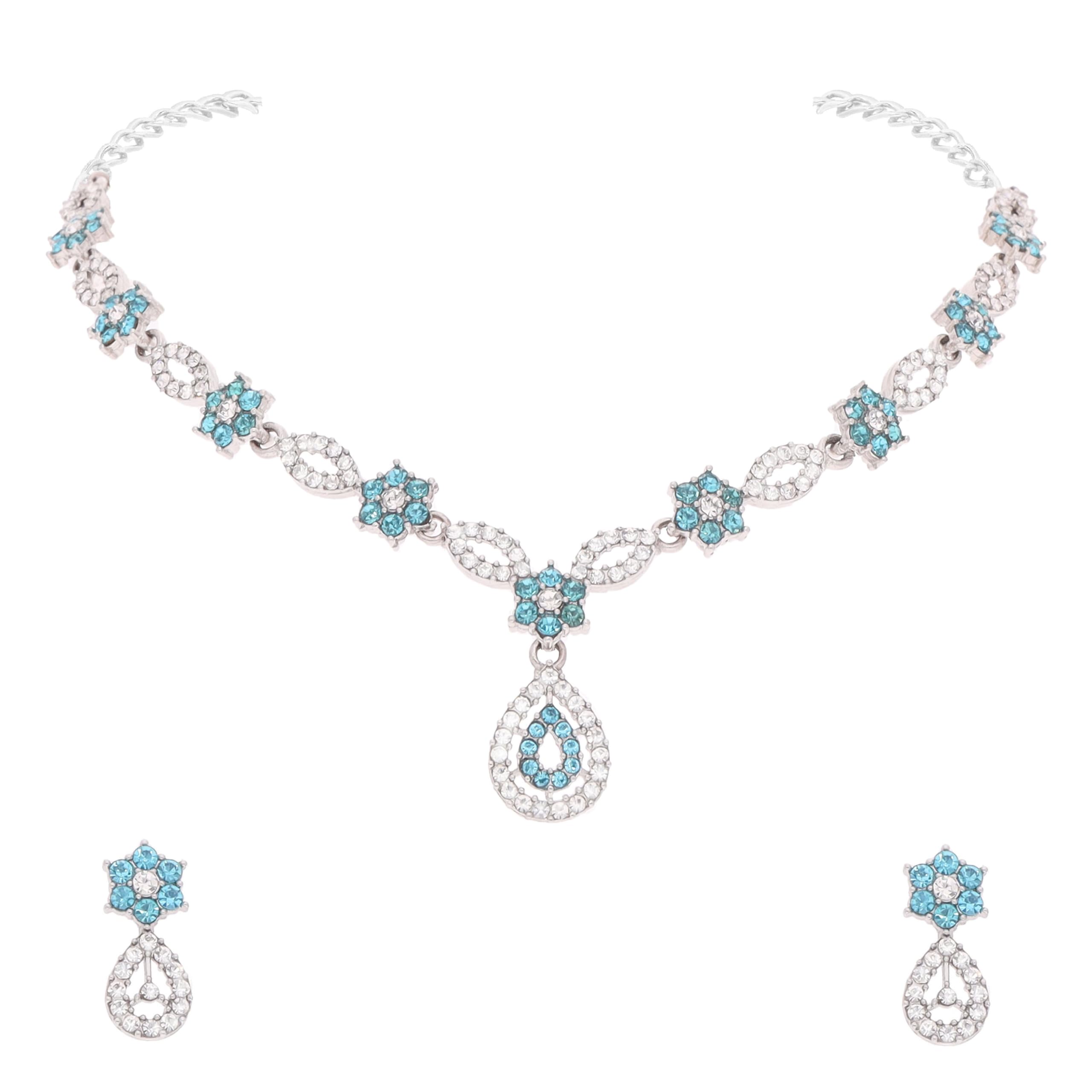 Brado Jewellery This Silver Polished AD Studded Jewelry Pendant Necklace and earring set is perfect for adding a touch of glamour. (B0D79QC42M) Amazon Price History, Amazon Price Tracker