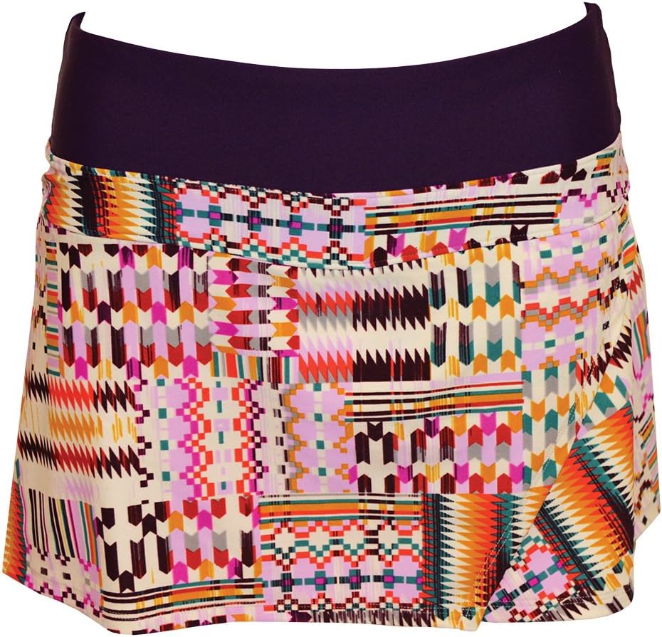 BPassionit Activewear Wrap Skirt with Attached Undershort (X-Small, Aztec Print)