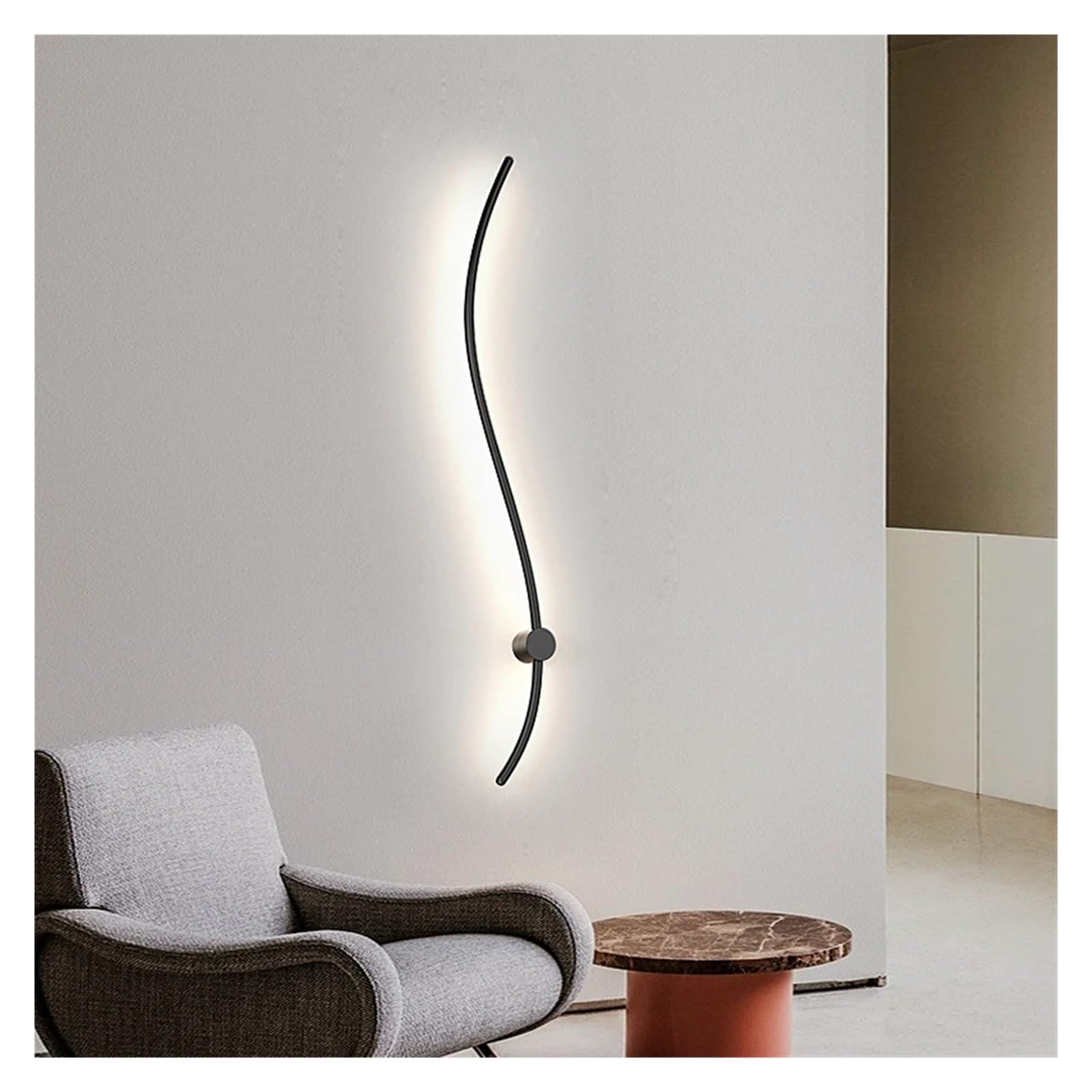 Prettiee Wall lamp, Modern Wall lamp LED Metal Bedroom Bedside Acrylic Living Room Sconce Staircase Aisle Black Long Lamps (Warm White 120cm)