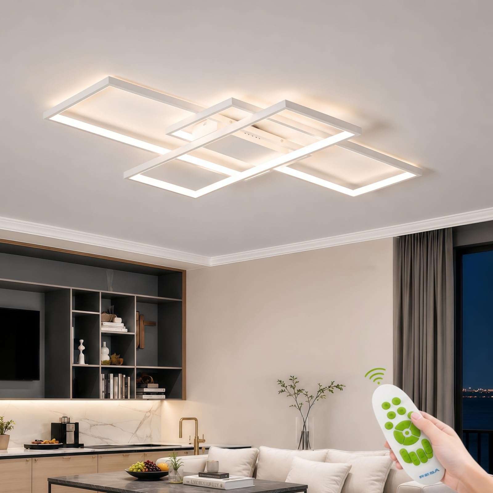 Plafonnier LED 54W, dimmable avec télécommande pour le salon