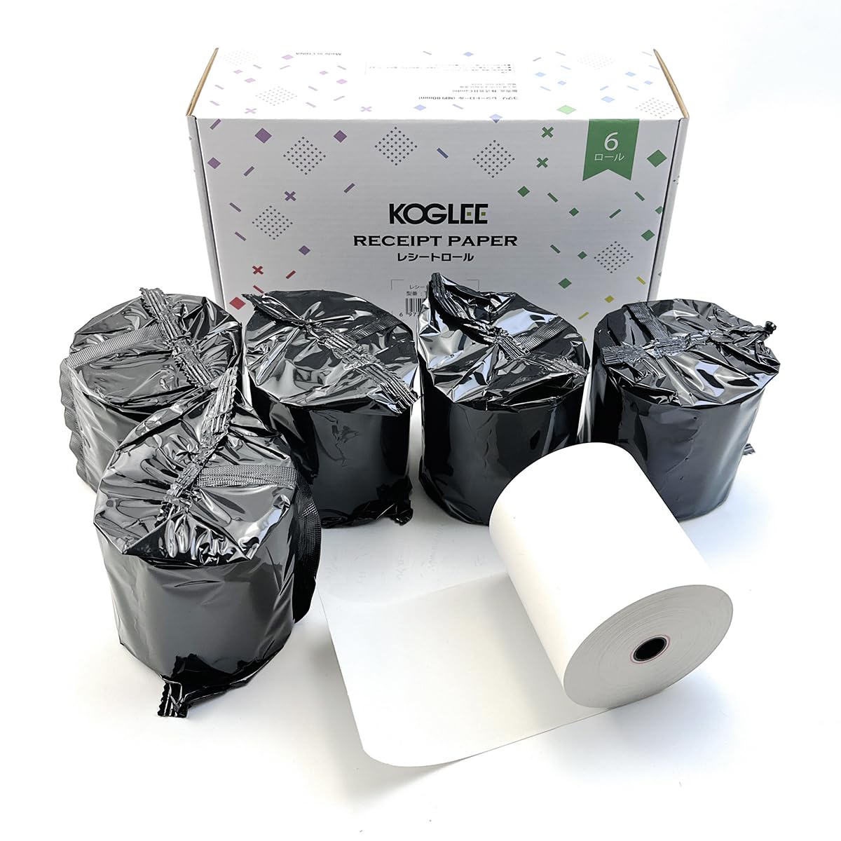 Amazon.co.jp: KOGLEE レシートロール【6巻入】約80mm幅×80mm外径×12mm