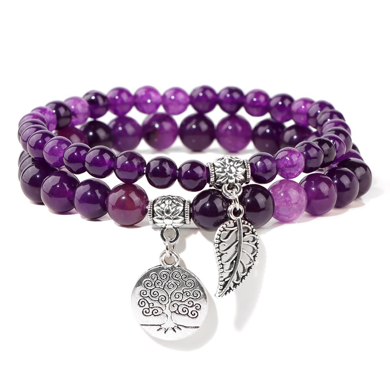 2Pcs Boho Amethyst Bracelet