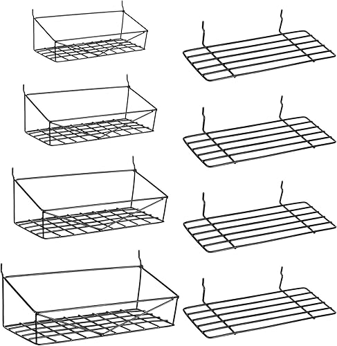 8 piezas de cestas negras para tablero de clavijas, ganchos para tablero de clavijas, organizador de pared de estilo cuadrado, estantes de alambre