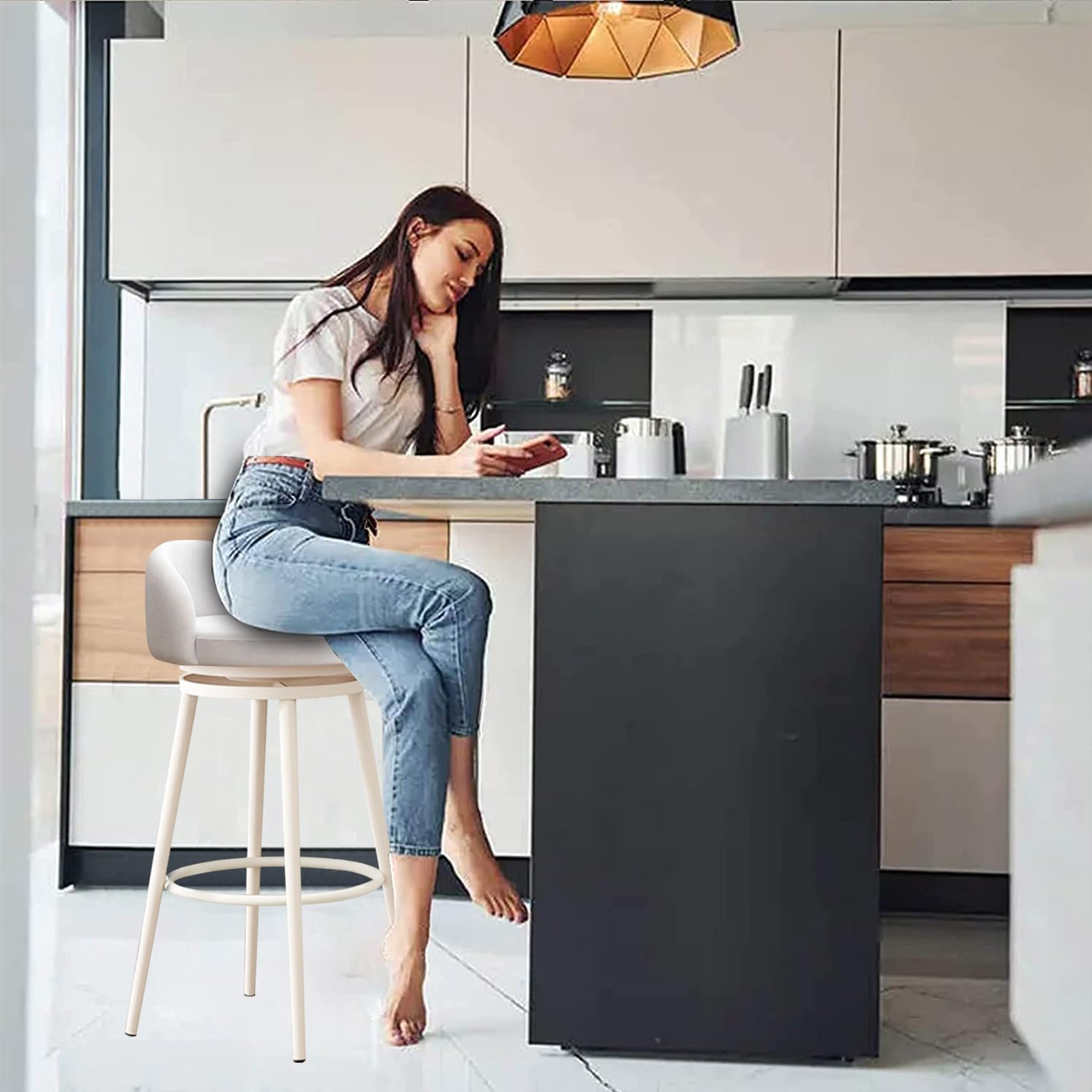 Set 4 Sgabelli Da Bar In Metallo Grezzo - Altezza 66 Cm, Stile Industriale, Per Isola Cucina - Foto 8