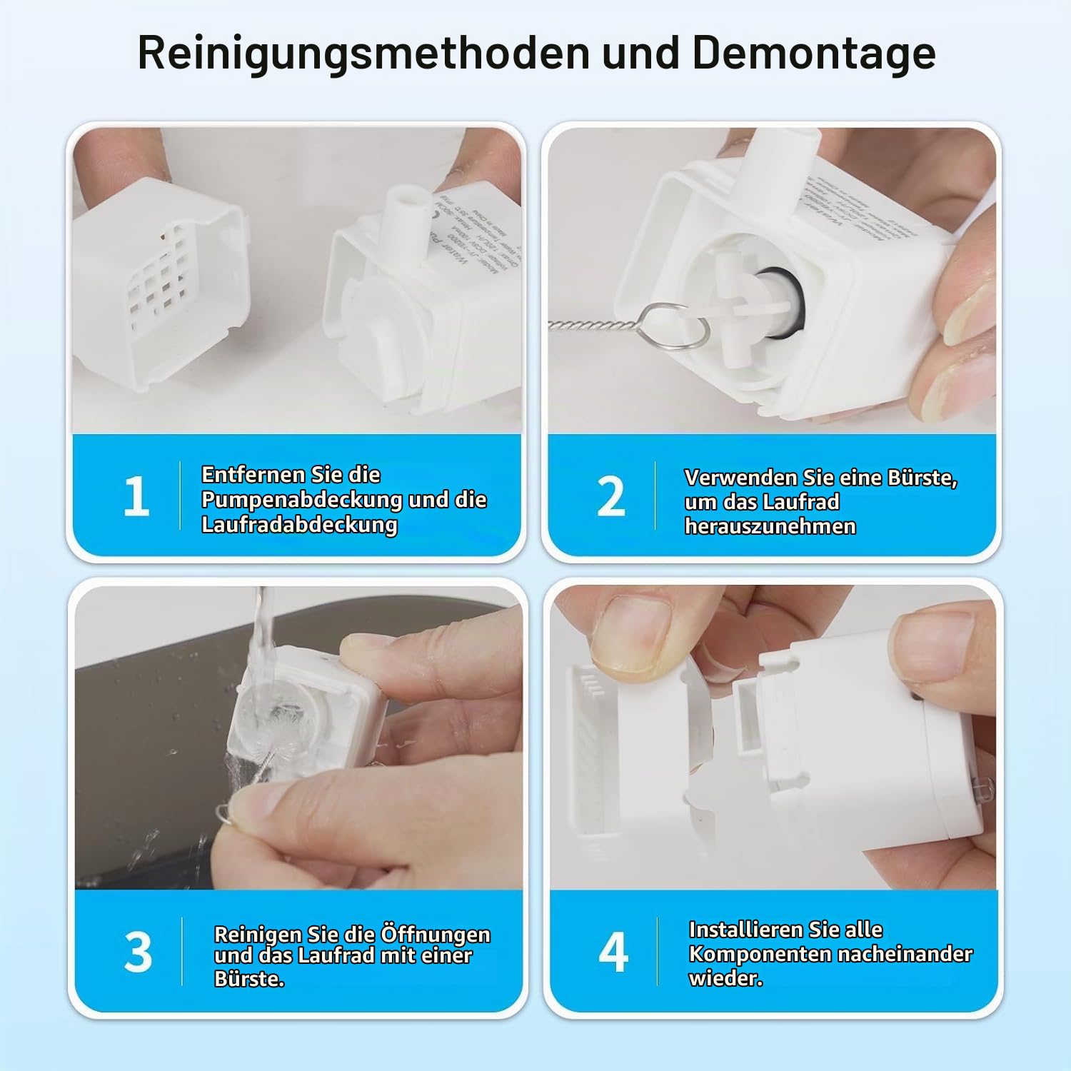 Katzenbrunnen Kabellos, VinDox 2.2L Trinkbrunnen für Katze Kabellos mit Bewegungsmelder, Batteriebetrieben Katzentrinkbrunnen, 2600mAh, Leise Wasserpumpe, 6 Ersatzfilter+ 6 Filterschwämme, Schwarz