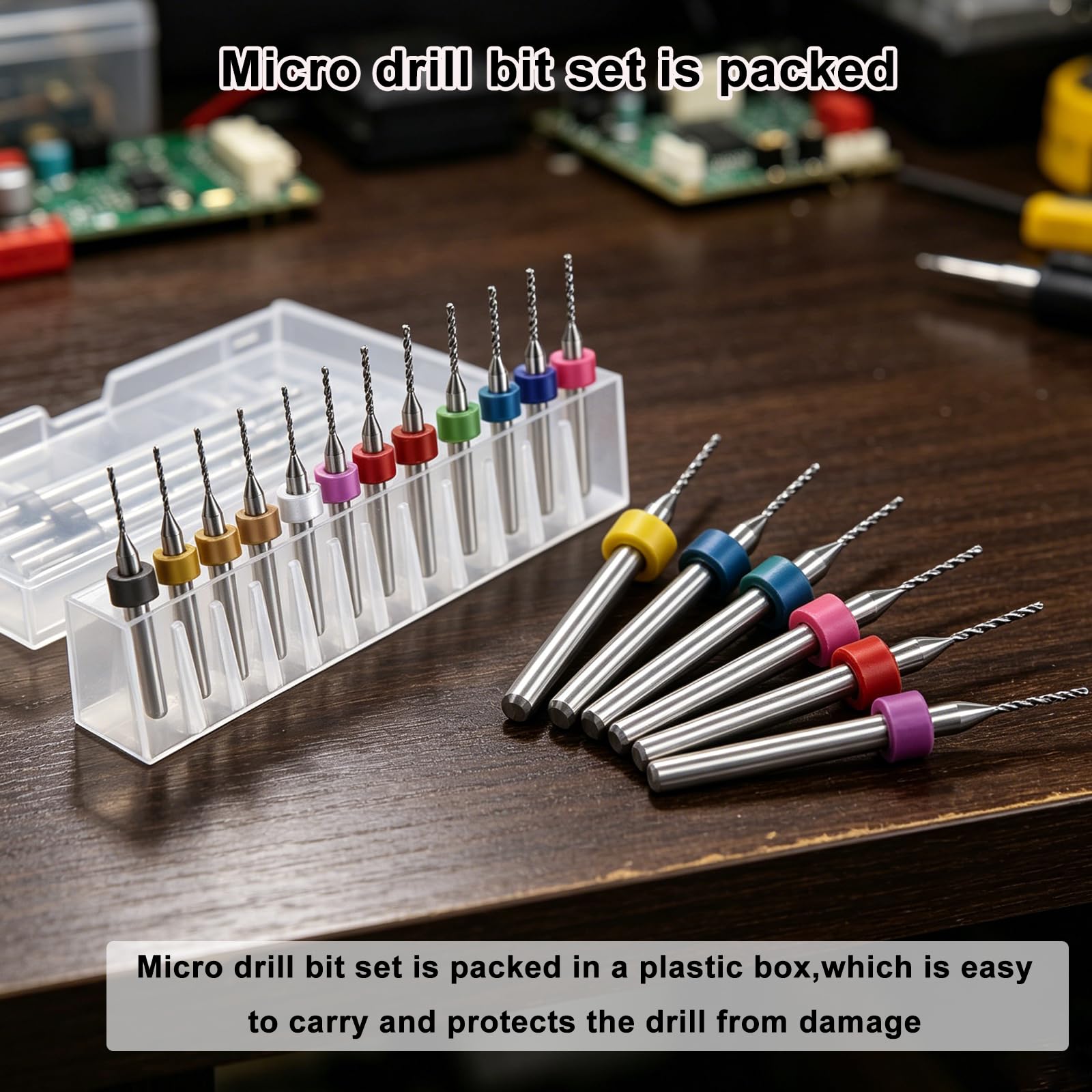 Set di 30 micro punte da trapano per Dremel, flauto a spirale da 0,1 mm-3 mm, in acciaio al carburo di tungsteno, mini punte da trapano per circuiti stampati, rettifica di pietra, incisione
