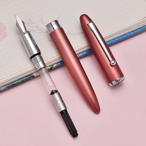 Vista 16 de Asvine Hongdian 620 Pluma estilográfica de metal azul punta extra fina pluma clásica pluma oficina escritura con caja de metal