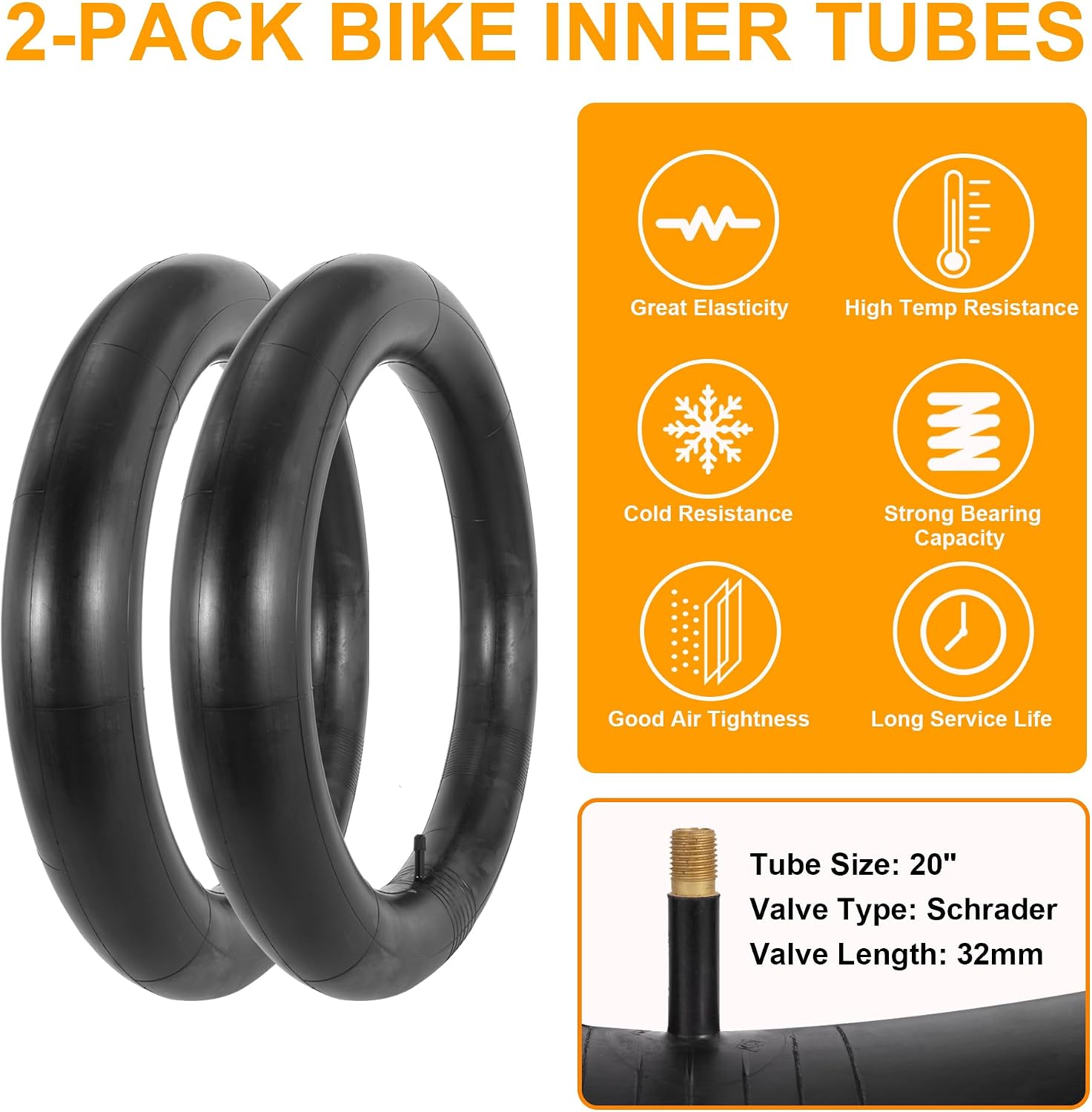 2-Pack 20x4.0 Fat Bike Tire, 20 Inch Mountain Bike Tires & Tubes Set, Black image 4