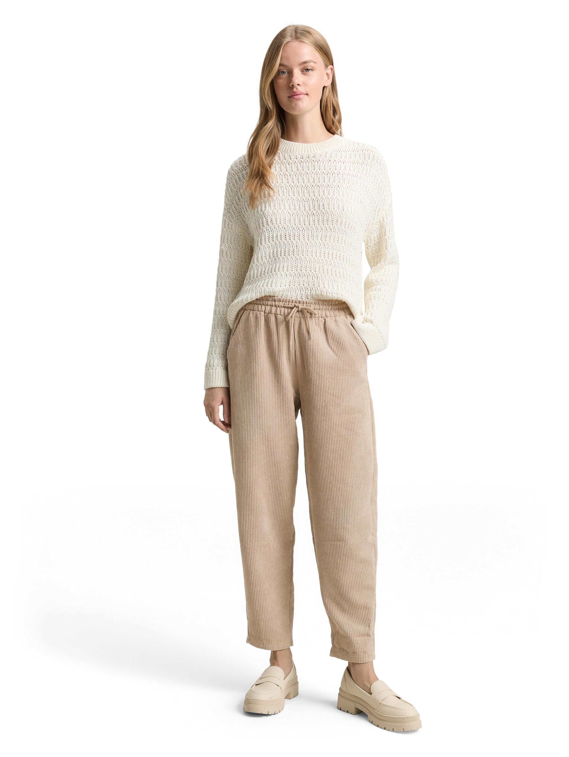 Tom Tailor Denim Damen Cordhose mit Kordelzug 1048357
