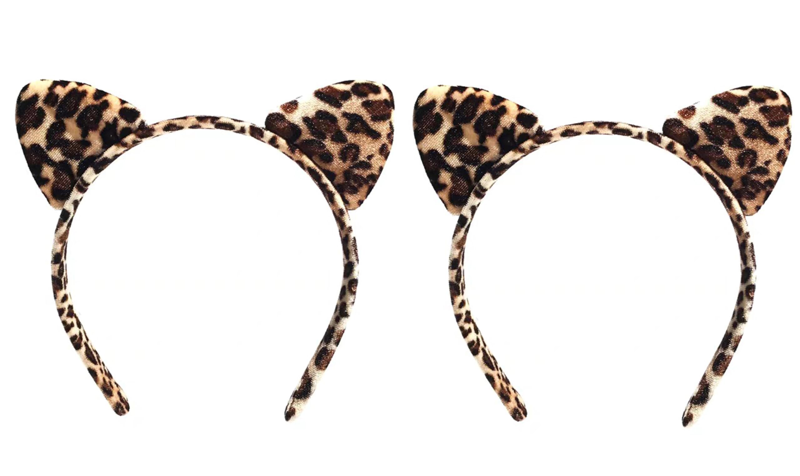 ZOONAI Leopard Ears Headband, Cute Cheetah Ear Headbands Halloween Christmas Party Headwear Hair Accessories