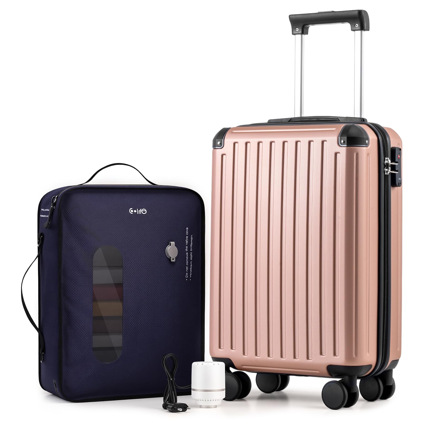 COOLIFE Kabinenkoffer 55X35X20cm für Ryanair Flugzeug Handgepäck Kabinengepäck Hartschalenkoffer mit TSA-Schloss und 4 Zwillingsrollen 2 Jahre Garantie