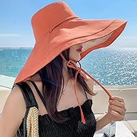 Vista 62 de Sombrero de sol de ala súper ancha para mujer, de algodón, plegable, reversible, con borde con cable, protección UV, verano, playa, viajes, jardín