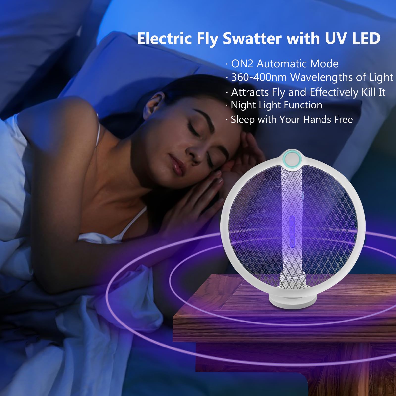 Newthinking Electric Fly Swatter USB Rechargeable, Electric Fly Swatter Bug Zapper with UV LED - Image 4