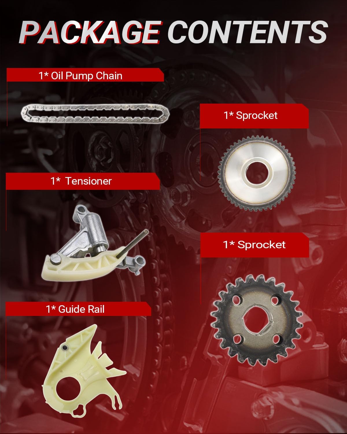 11417605366 Oil Pump Drive Chain Kit (5pcs) Compatible with 228 528i 428i 320i X1 X3 X4 X5 Z4 N20 N26 2012-2017, Engine Code: N20B20A N20B20B Direct Oil Pump Drive Chain Replace OE 11417605367
