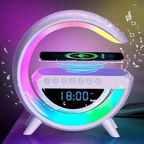 Miniatura 1 de 4G-kitty Luz LED en forma de G y estación de carga inalámbrica para teléfono, reloj despertador, altavoz Bluetooth, multifuncional, atmósfera, luz