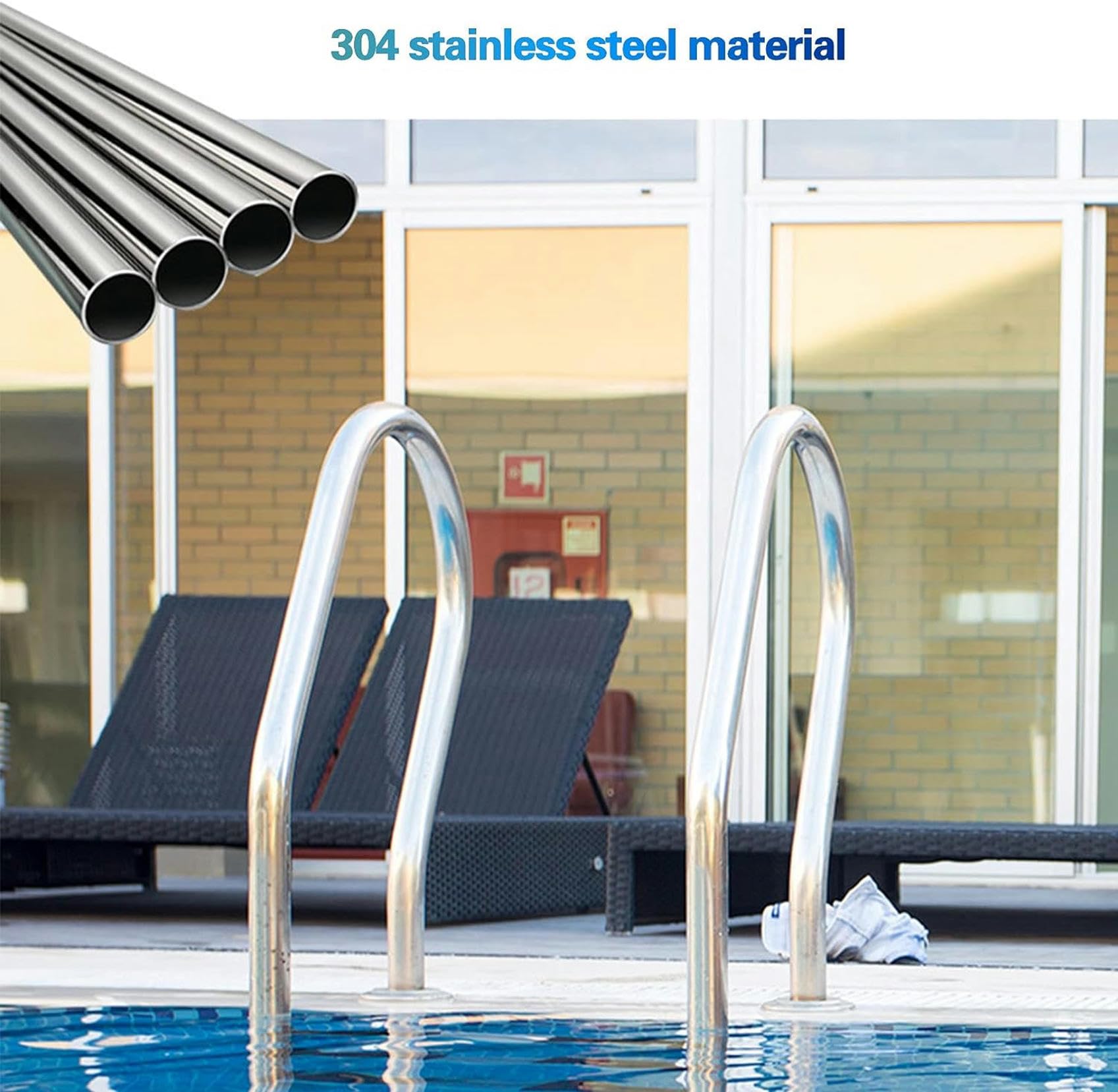 Pasamanos de Piscina Pasamanos de Piscina de Acero Inoxidable 304 Premium para Piscinas enterradas, pasamanos de Seguridad de Piscina con Base de Montaje rápido