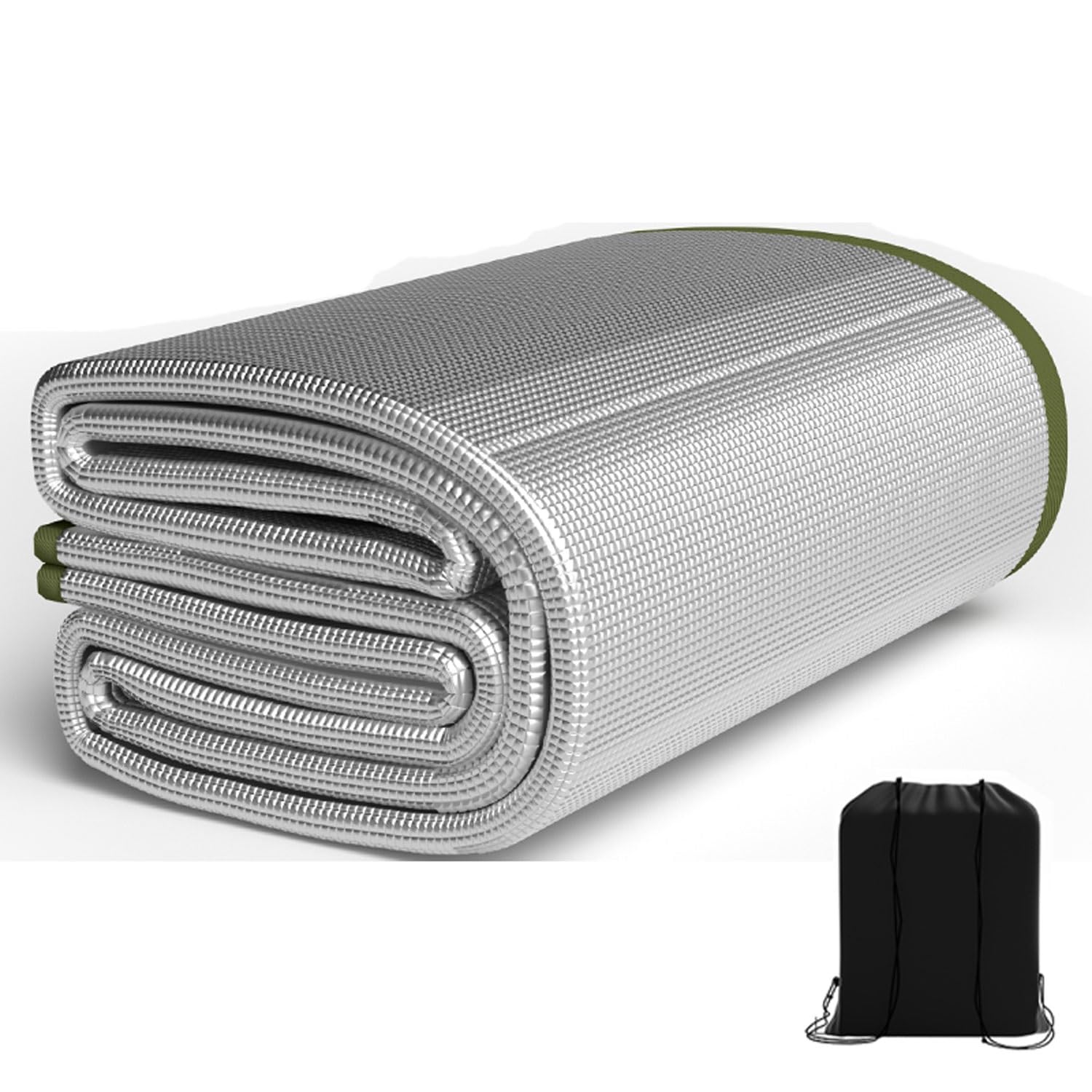 Składany koc piknikowy, aluminiowa mata do spania, maty piankowe o grubości 7 mm, dwustronny, wodoodporny, składany koc pod namiot, termoizolacyjny, termiczny, kempingowy, ultralekki, srebrny