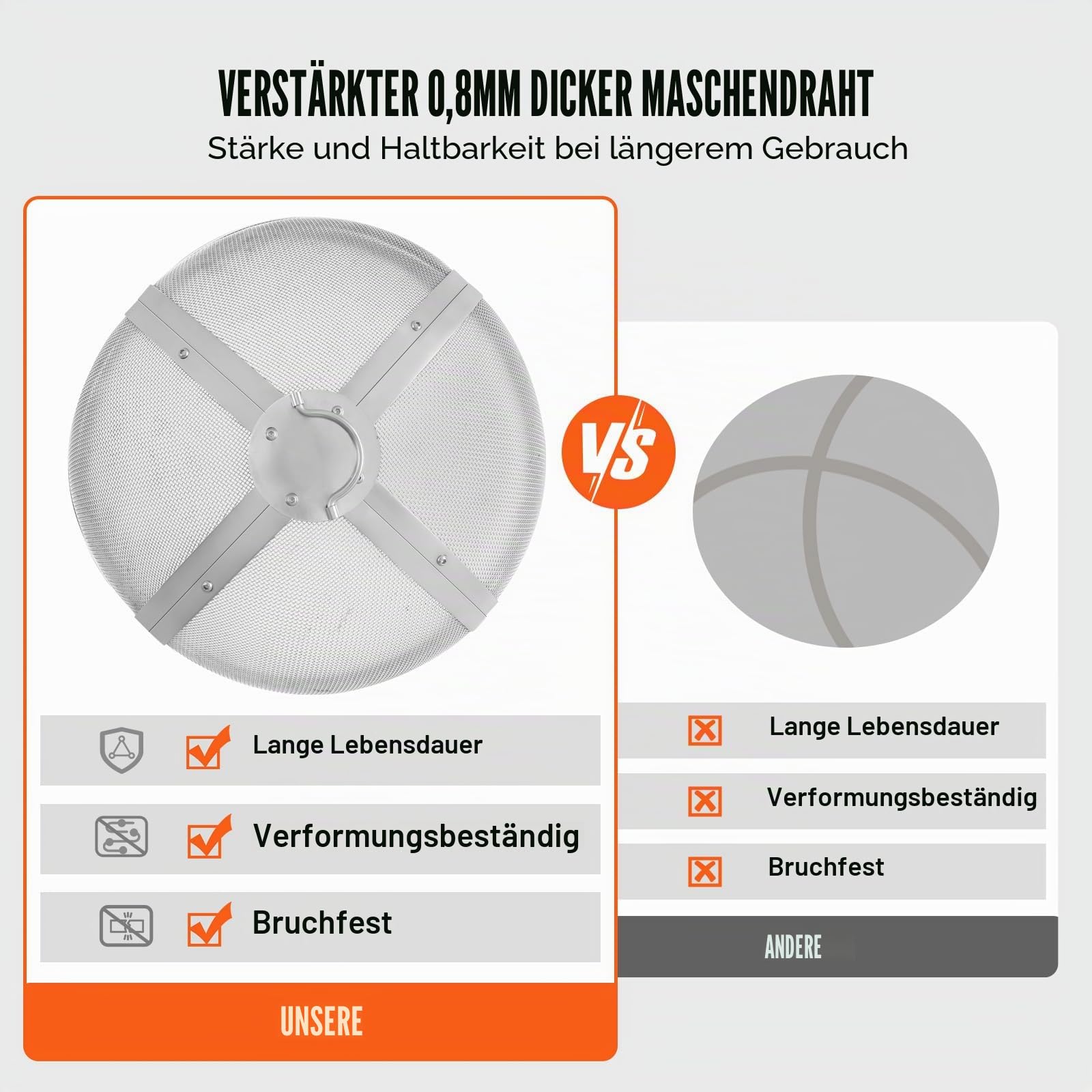 VEVOR Funkenfang für Feuerschalen φ686 x 185 mm Feuerstellengitter Funkenschutz Edelstahl Funkenhaube 2-mm-Maschenlöcher Feuerschale Funkenschutzhaube Ideal für Feuerstellen Feuerschalen und Kaminen