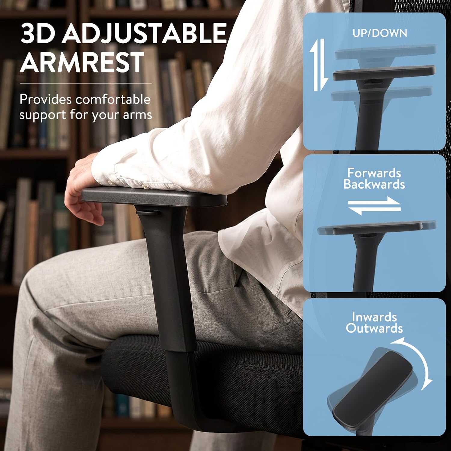 Big and Tall Office Chair 500LBS, Ergonomic Mesh Desk Chair,Black