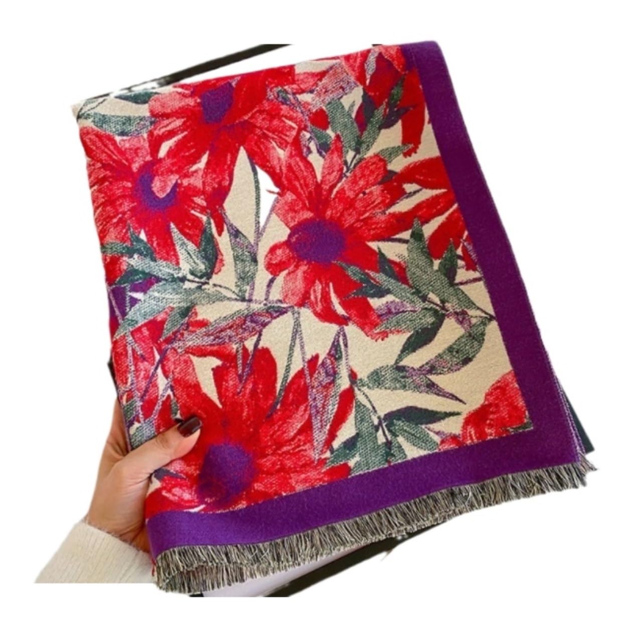 Sciarpa Sciarpa Invernale Morbida Imitazione Cashmere Spessa Lunga Calda Coperta Con Stampa Floreale Da Donna Scialle