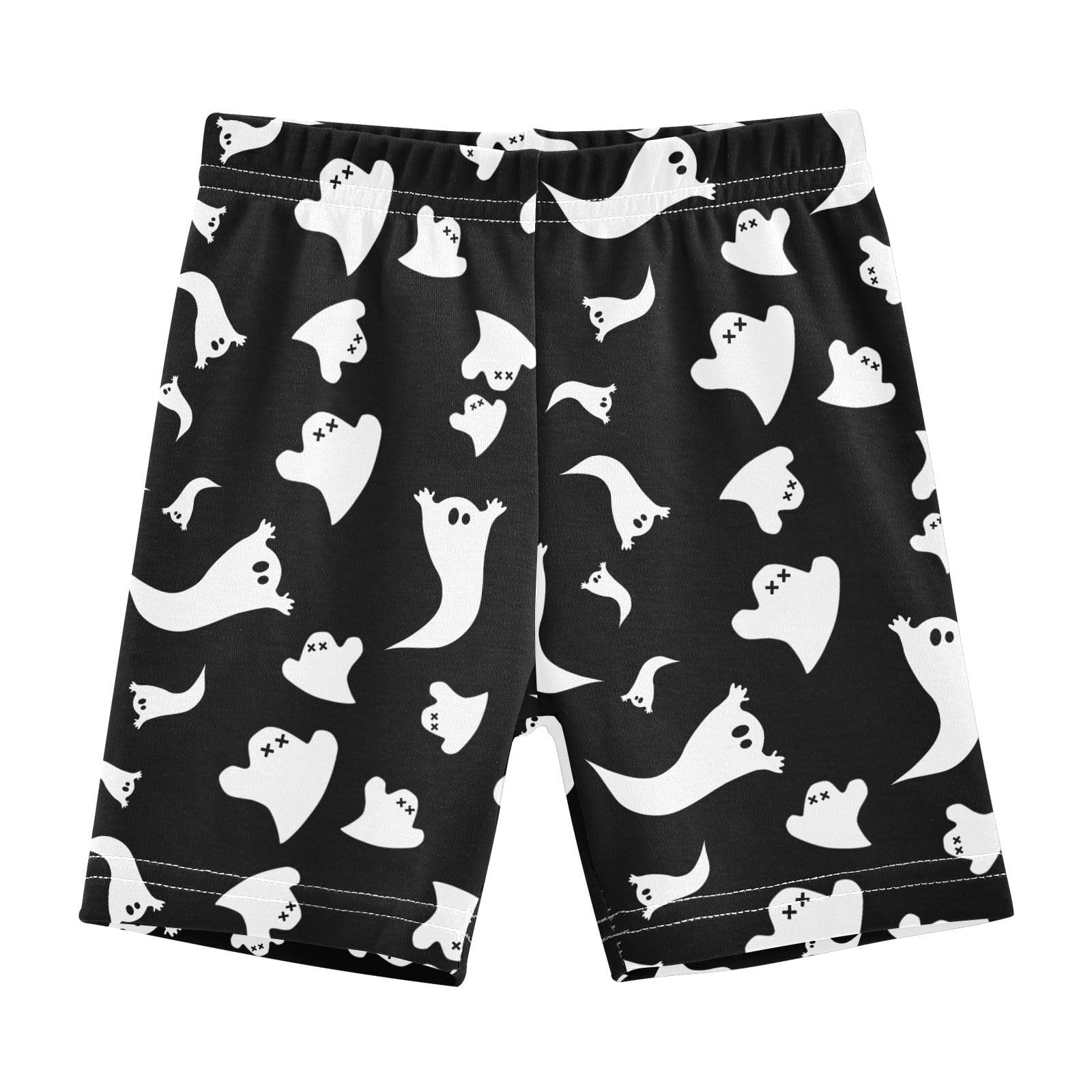 JHKKU Girls Halloween Ghosts Shorts Cotton Cartwheel Bike Kids Biker Under Dress Dance Short Girl Clothes 4T