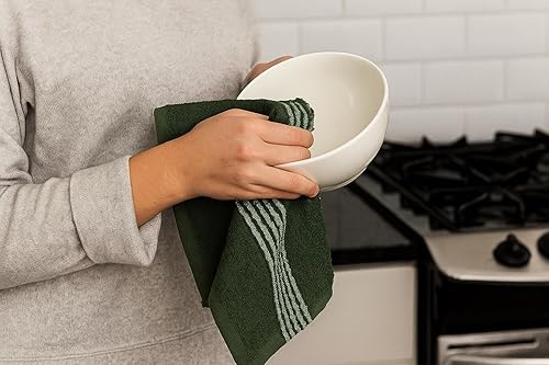 Miniatura 163 de Toallas de cocina verde salvia: 100% algodón paño de limpieza suave secado absorbente textura Terry Loop, juego de 3 multiusos para uso diario Negro