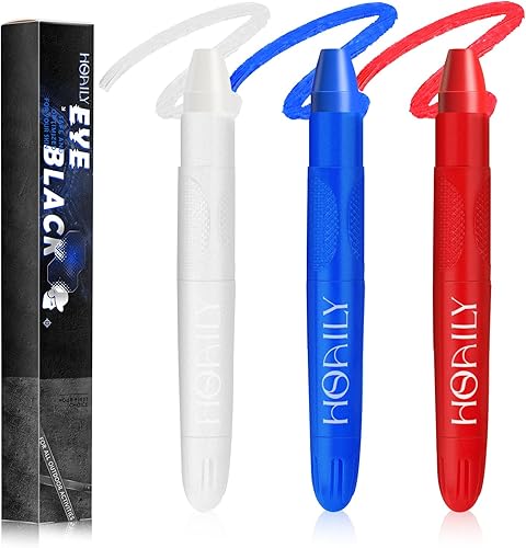 3 piezas de palo negro para deportes, fácil de colorear la cara y el cuerpo, pintura de ojos negro para béisbol, softbol, fútbol, lacrosse, disfraz