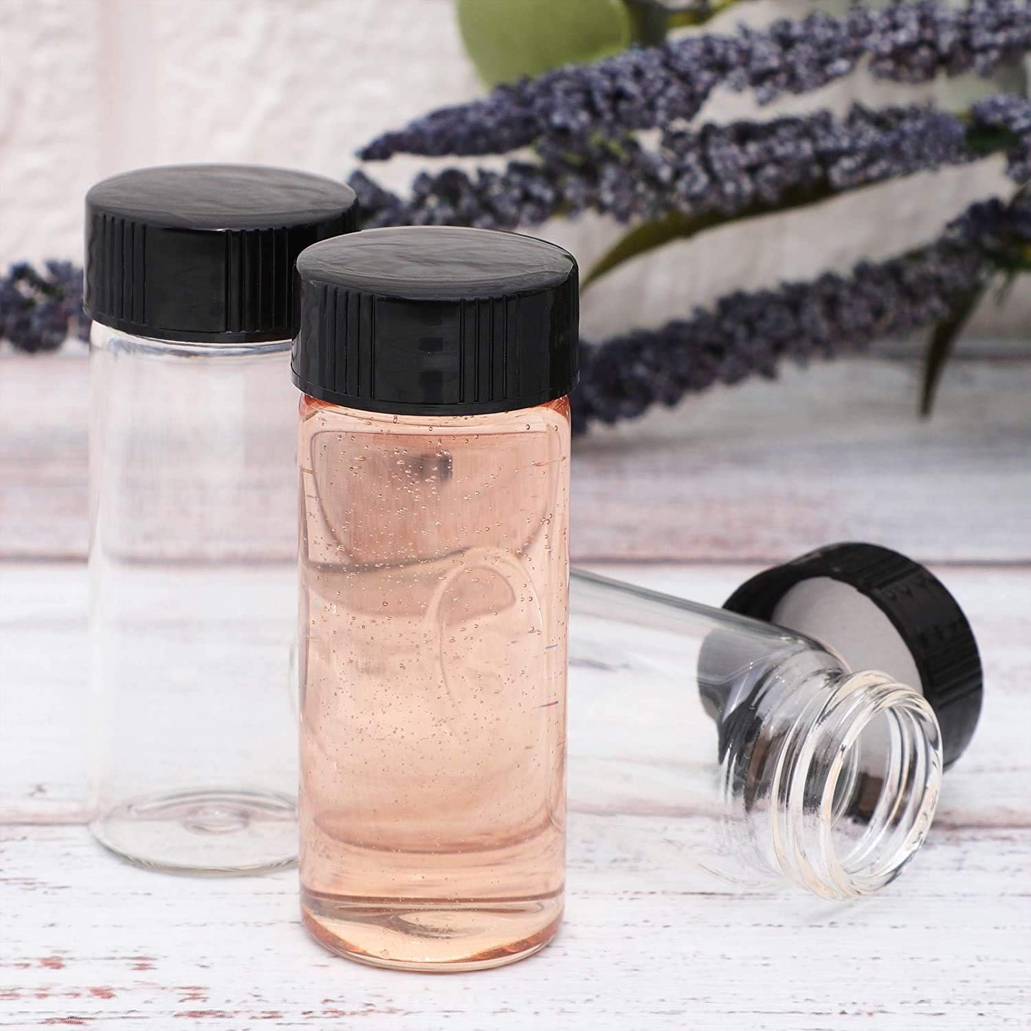 30 ml Clear Glass Vials with Screw Caps, 1/2 7 Dram Small Liquid Sample Vial, Leak-Proof Vial,100PCS,SERHICS