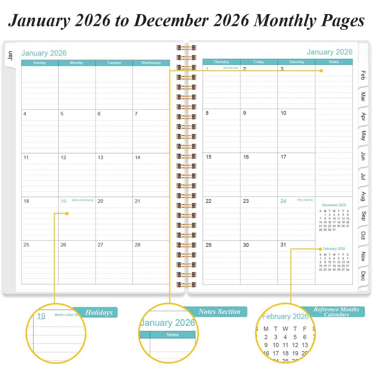 Snapklik.com : 2026 Daily & Monthly Planner - One Page Per Day, Daily ...