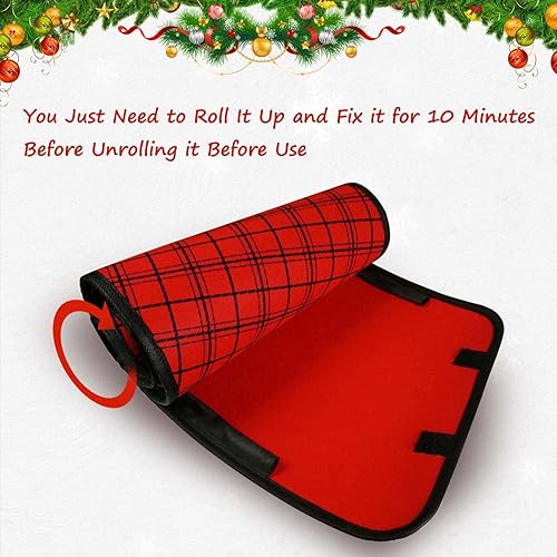 Miniatura 4 de Collar de árbol de Navidad de 25 pulgadas, falda de árbol a cuadros, decoración rústica de interior, rojo y negro (1 unidad)