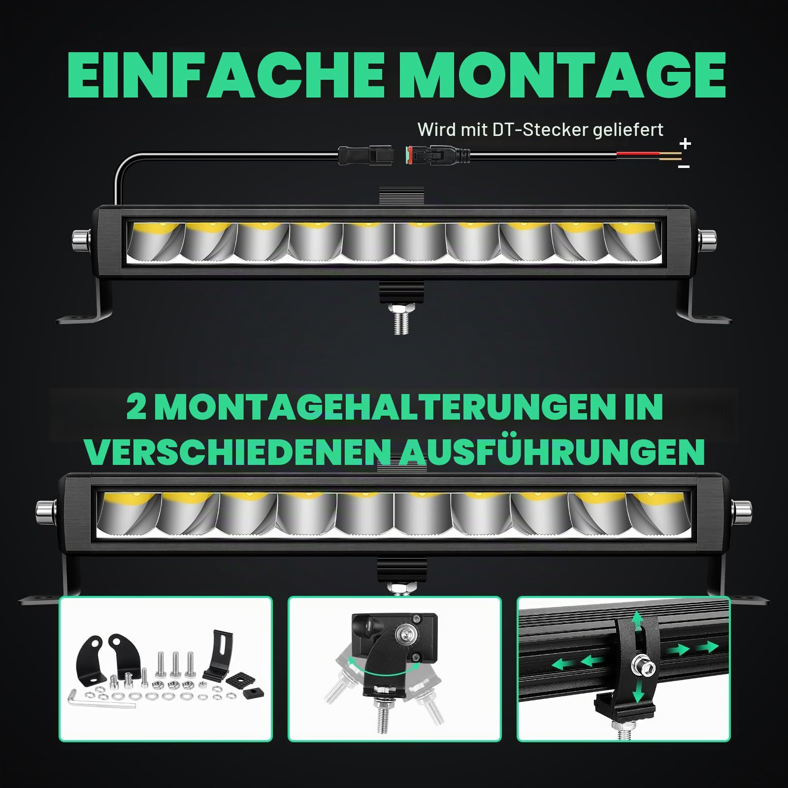 Willpower Led Lichtleiste Balken 12V 24V 12" 30W für Auto Offroad KFZ