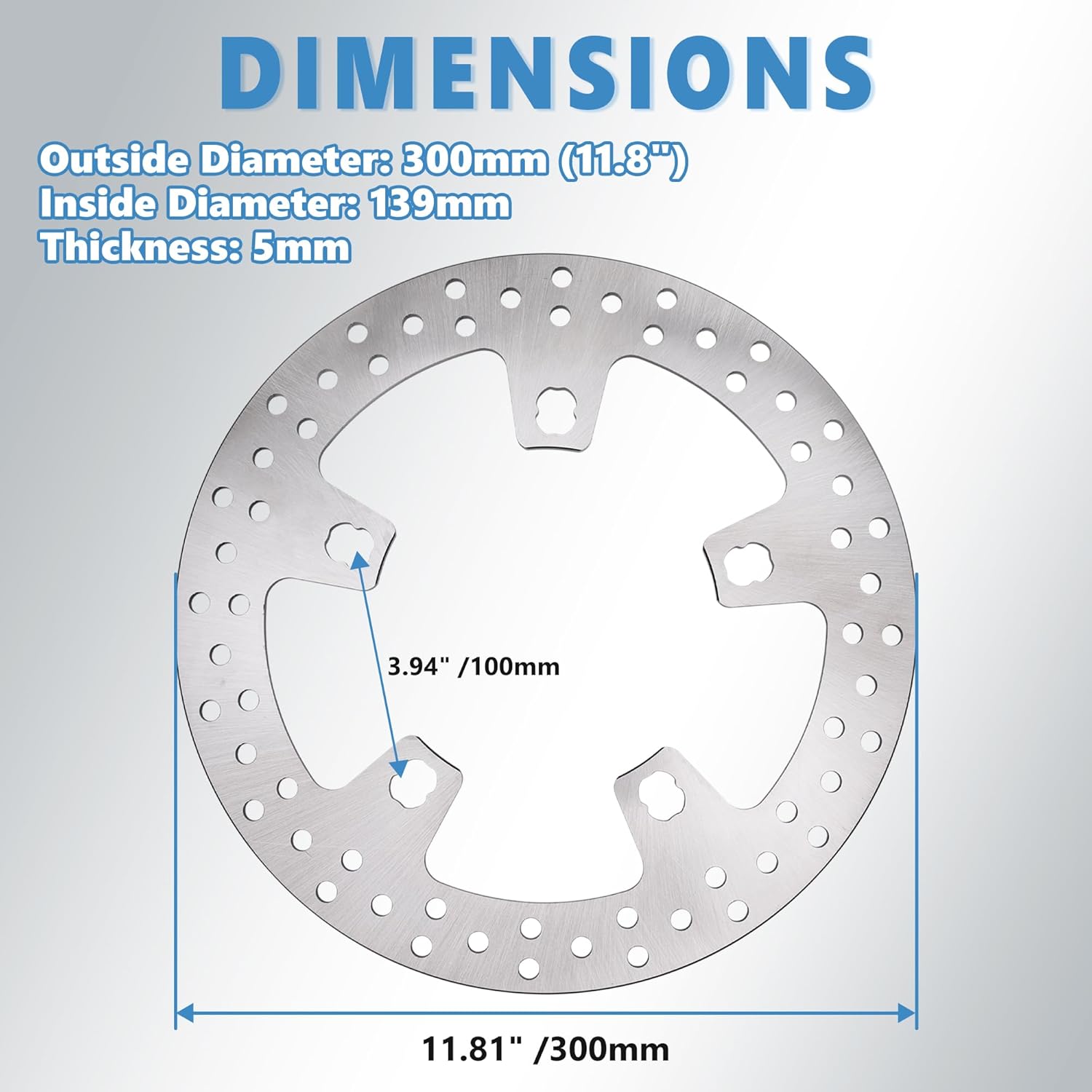 11.8'' Front Brake Rotor Disc 2PCS Compatible with Harley CVO Tri Glide Freewheeler Road King Street Glide 420 Stainless Steel Rotors