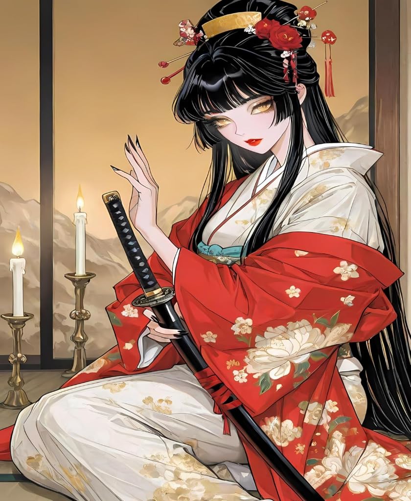 NAHUIGOOD Cross-Stitch Kits,Japanese Geisha 11CT40x50cm,Cross Stitch for Adults,11CT Counted Printed Cross Stitch,Embroidery Cross Stitch Kits