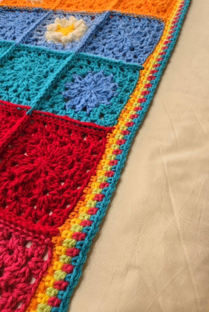 手編みモチーフマルチカバー 手編み モチーフ マルチカバー ラグ こたつカバー カラフル マット