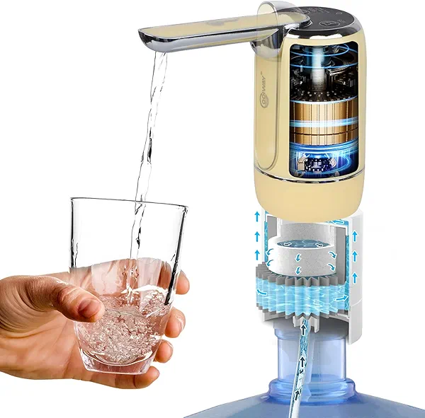 CoolWAY Gallon Bottle Electric Folding Pump Filter - Portable Water Dispenser for Camping, Outdoors, Home and Office, 5 Gallon Water jug Dispenser with Filter