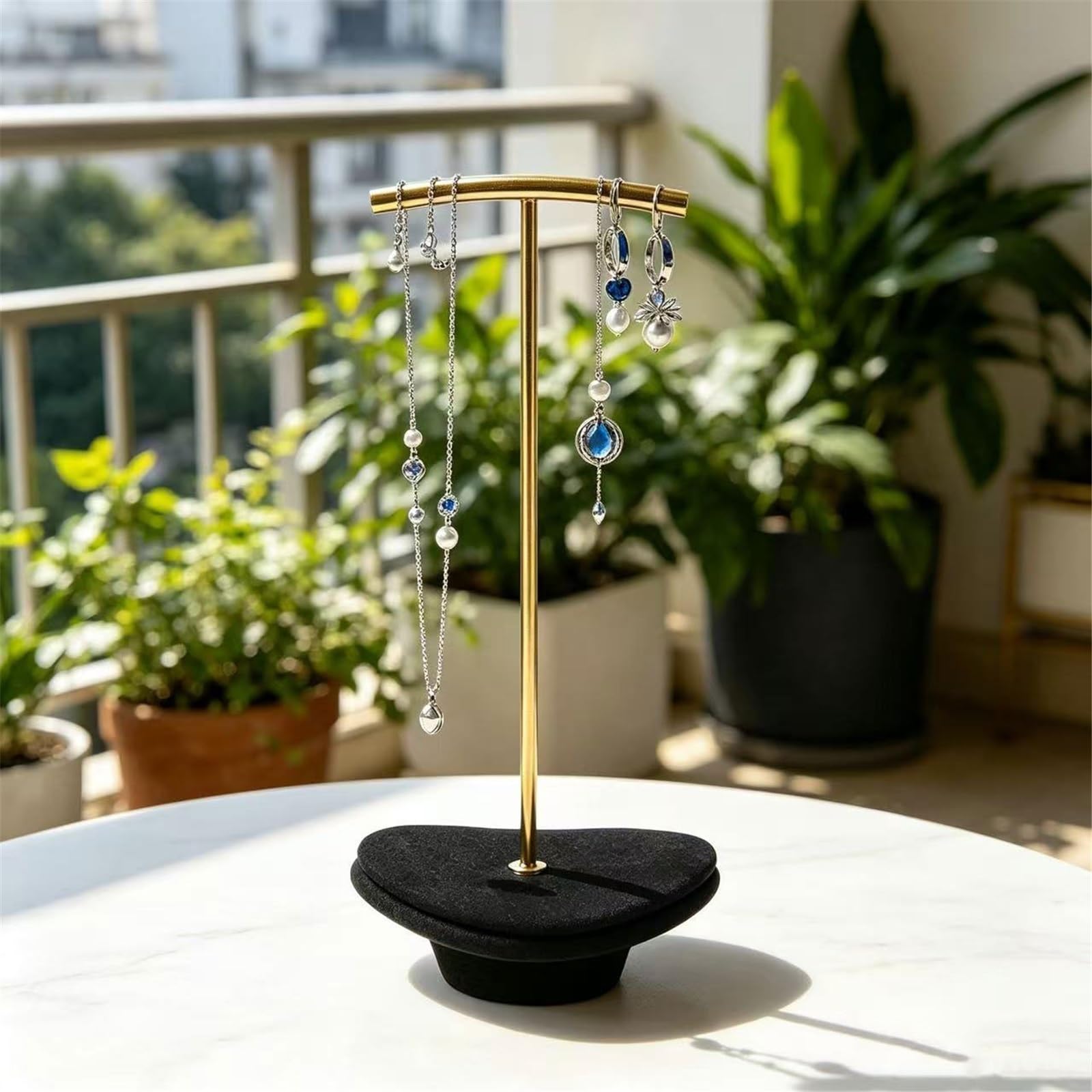 Estética Microfiber Metal Earring Stand T-Bar Jewelry