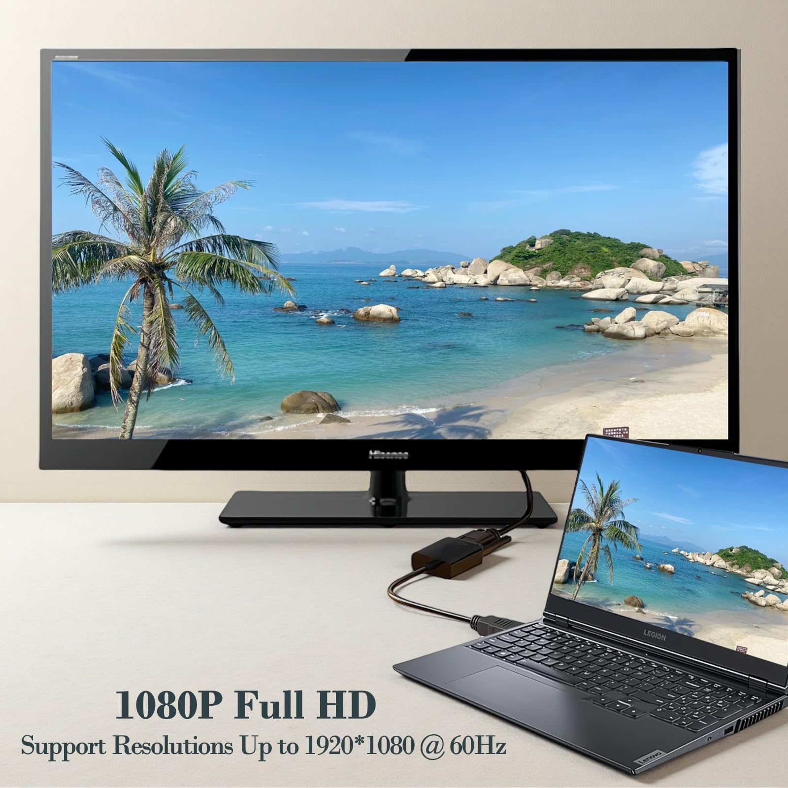 Adaptateur HDMI vers VGA mâle vers femelle Convertisseur Unidirectionnel