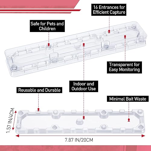 Miniatura 2 de Qualirey Juego de 8 estaciones de cebo para hormigas reutilizables (cebos no incluidos), trampa para hormigas multisuperficie para el hogar, control