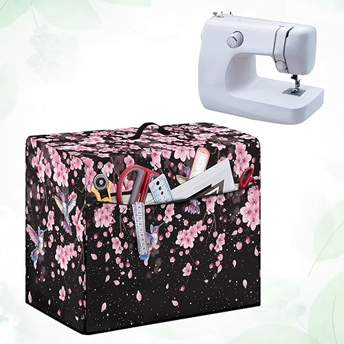 Miniatura 90 de Mumeson Cubierta antipolvo para máquina de coser de gatos negros con flores, para la mayoría de máquinas de coser estándar, plegable, duradera